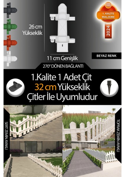 Uzunluk - Köşe - Kenar Tamamlama Çiti - 32 cm Yükseklik Çit ile Uyumludur fiyatları