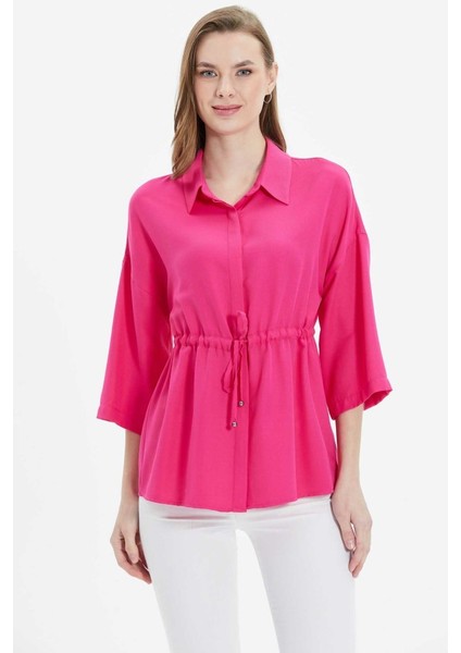 Beli Büzgülü Düşük Kol Bluz