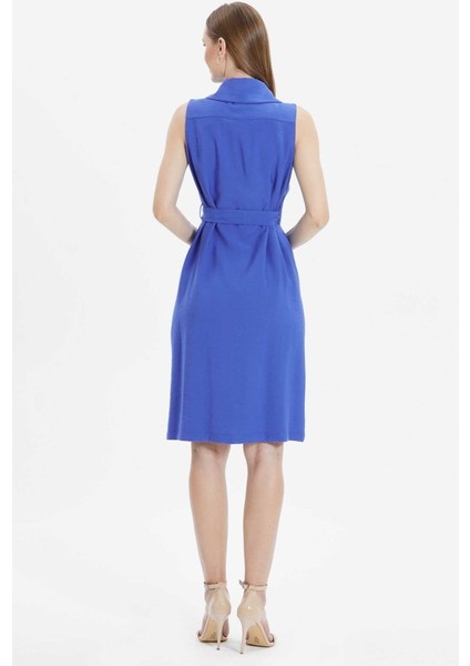 Kruvaze Erkek Yaka Beli Kemerli Elbise fırsatları