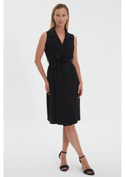 Kruvaze Erkek Yaka Beli Kemerli Elbise indirimleri