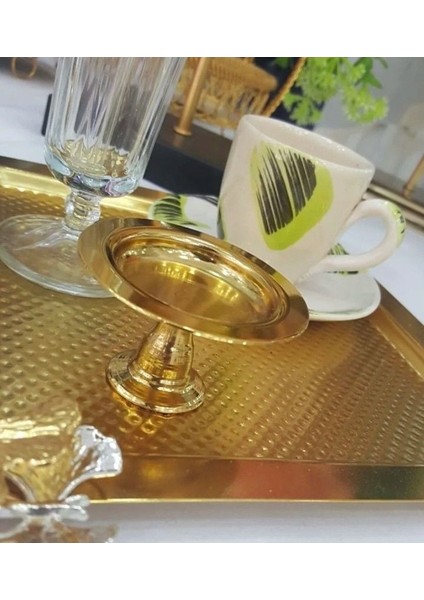 Dekoratif Gold Kaplama 6 Li Makaronluk Kahve Yani Lokumluk Lux Sunum