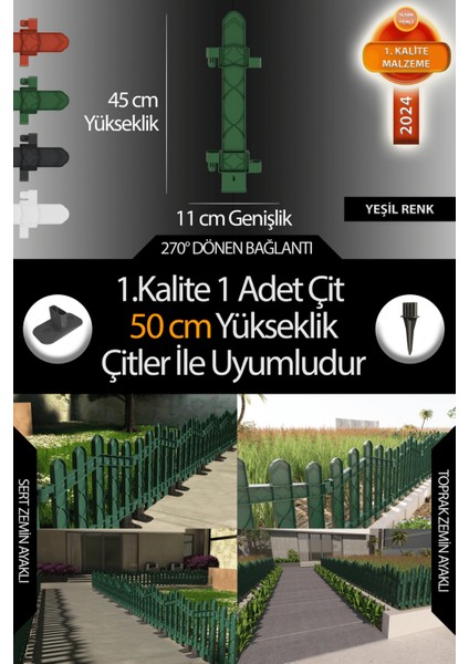 Uzunluk - Köşe - Kenar Tamamlama Çiti - 50 cm Yükseklik Çit ile Uyumludur