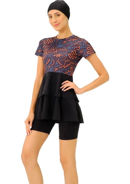 Hızlı Kuruyan Mayo Kumaşı Kısa Kollu Taytlı Kadın Mayo 24140 fiyatları