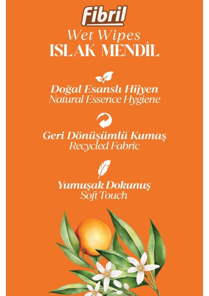 Portakal Çiçeği Kokulu Islak Mendil 3x90 Pk 270 Yaprak Doğal Esans , Geri Dönüştürülebilir Kumaş fiyatları