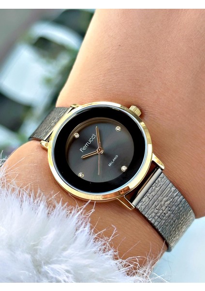 Ferruci Siyah Renk Hasır Kordon Kadın Kol Saati 03379 fiyatları