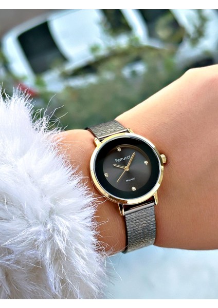 Ferruci Siyah Renk Hasır Kordon Kadın Kol Saati 03379 modelleri