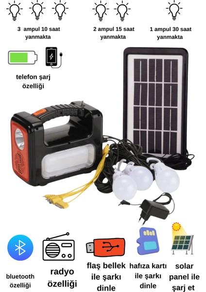 DAT-9011 Güneş Enerjili Solar Şarjlı Çadır Kamp Aydınlatma Fener Seti fiyatları