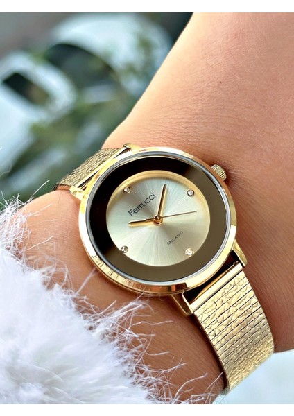 Ferruci Altın Rengi Hasır Kordon Kadın Kol Saati 03379 fiyatları