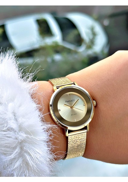 Ferruci Altın Rengi Hasır Kordon Kadın Kol Saati 03379 modelleri