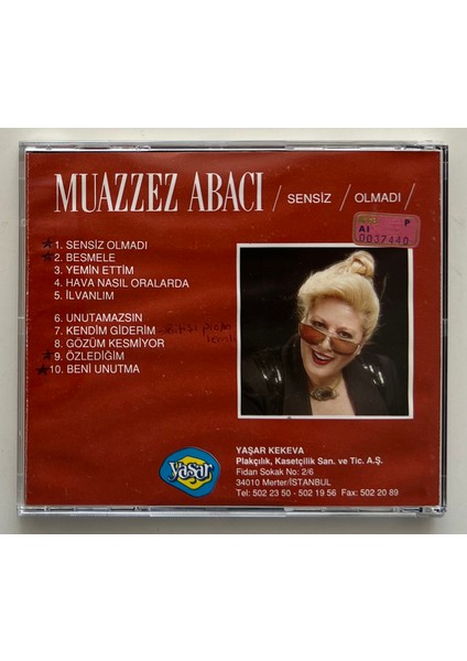 Muazzez Abacı Sensiz Olmadı CD (Orjnal Dönem Baskı Cd)