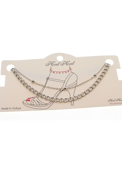 Gümüş Renk Top Eski Tilki Zincir Halhal - 1818