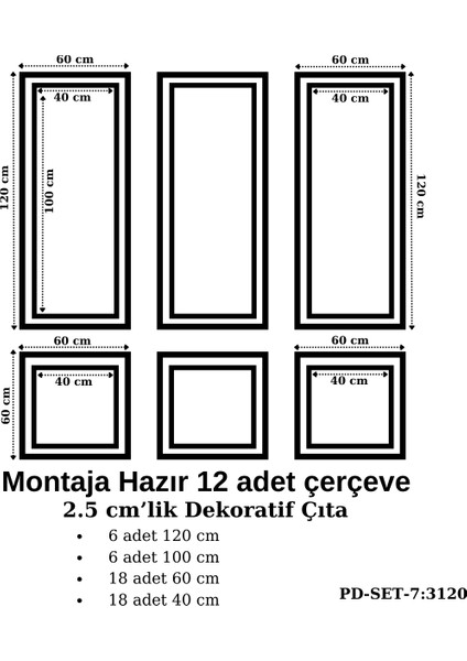 Montaja Hazır 24 Adet Çerçeve 2,5 Cm'lik (Pd-Set-7: 3120)