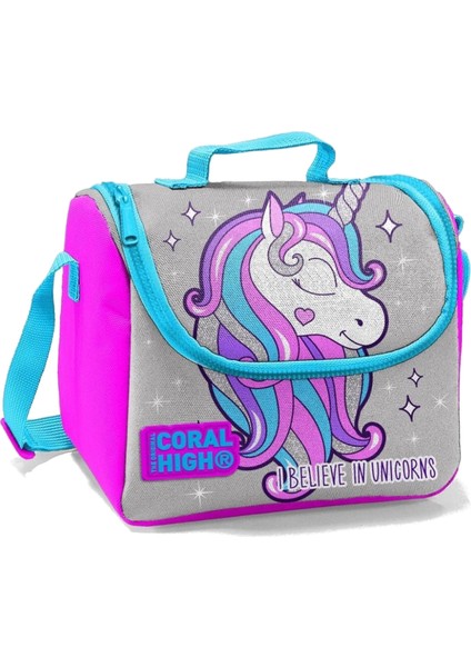 Pembe Gri Unicorn Ilköğretim Çantası + Thermo Beslenme Çantası + Kalemlik 3'lü Set modelleri
