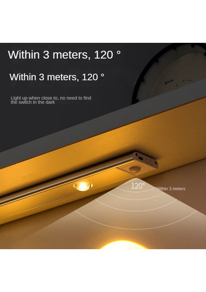 LED Dolap Işığı Hareket Sensörü Kısılabilir USB Şarj Insan Vücudu Indüksiyon Yatak Odası Girişi Için, Siyah Kabuk (Yurt Dışından) modelleri