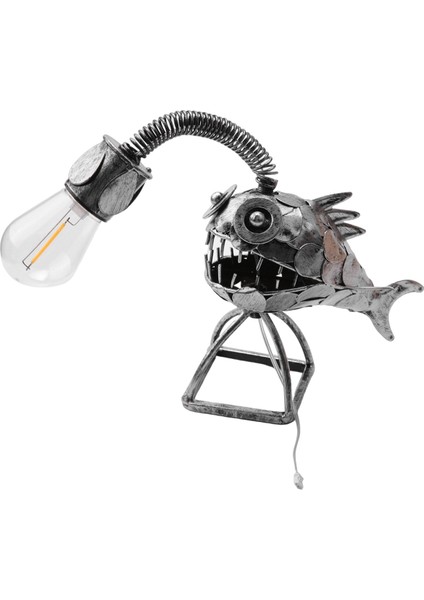 Fener Balık Lambası USB Şarj Edilebilir Masaüstü Metal Işık El Yapımı Zanaat Odası Dekorasyon Küçük (Yurt Dışından)