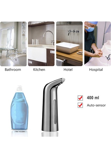 Otomatik Sabunluk Fotoselli 400ML, Otomatik Sensörlü Sabunluk, Mutfak Banyo Otel Için Bulaşık Sabunu Dispenseri (Yurt Dışından) modelleri