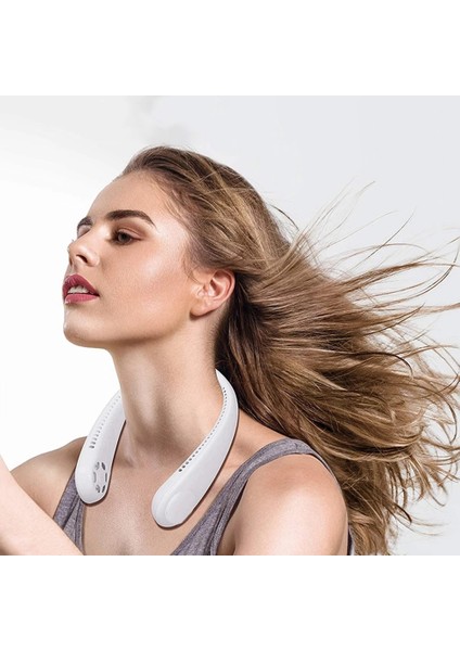 Mini Boyun Fanı Taşınabilir Asılı Boyun Fanı 1200 Mah Bladeless Dilsiz Fanlar Klima Soğutucu Spor Fan Beyaz (Yurt Dışından) indirimleri