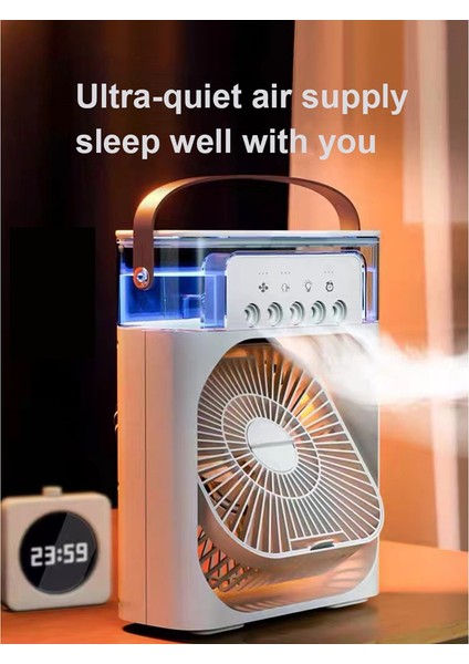Klima Fanı USB Su Su Buharlı Vantilatör 7 Renk LED Işık Nemlendirme Masa Fanı Kapalı Için Taşınabilir Hava Soğutucu Fan-A (Yurt Dışından)