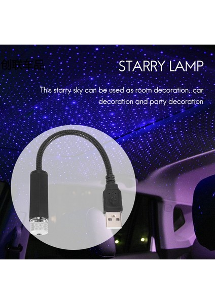 Adet Gece Lambası Projektör Araba Iç Aydınlatma Yıldızlı Lamba LED USB Powered Romantik Ev Çatı Araba Dekoru, Mor + Mavi (Yurt Dışından)