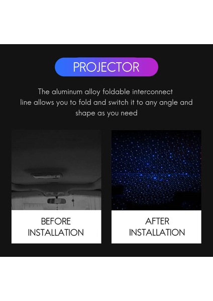 Adet Gece Lambası Projektör Araba Iç Aydınlatma Yıldızlı Lamba LED USB Powered Romantik Ev Çatı Araba Dekoru, Mor + Mavi (Yurt Dışından)
