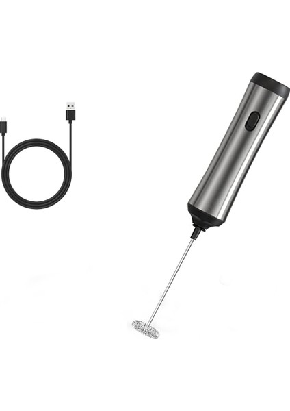 Elektrikli, Elektrikli Değnek USB Şarj Edilebilir Kullanışlı El Köpürtücü Kahve, Latte Için Çırpma Teli (Yurt Dışından)