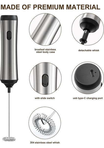 Elektrikli, Elektrikli Değnek USB Şarj Edilebilir Kullanışlı El Köpürtücü Kahve, Latte Için Çırpma Teli (Yurt Dışından) fırsatları