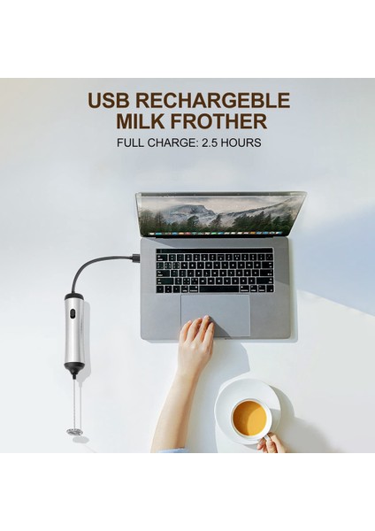 Elektrikli, Elektrikli Değnek USB Şarj Edilebilir Kullanışlı El Köpürtücü Kahve, Latte Için Çırpma Teli (Yurt Dışından) indirimleri