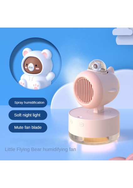 Taşınabilir Sprey Soğutma Fanı USB Mini Fan Masaüstü Türbini Soğuk Hava Nemlendirme Sprey Fan Çok Fonksiyonlu Gece Lambası-B (Yurt Dışından)
