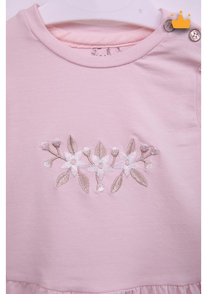 Çiçek Nakışlı Bayramlık Kız Bebek 2'li Takım Pembe 13551 indirimleri