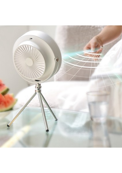 Açık Taşınabilir Kamp Çadır Fanı LED Işık ile 4000 Mah Şarj Edilebilir Akıllı Dijital Ekran Tripod Standı Fan Beyaz (Yurt Dışından)