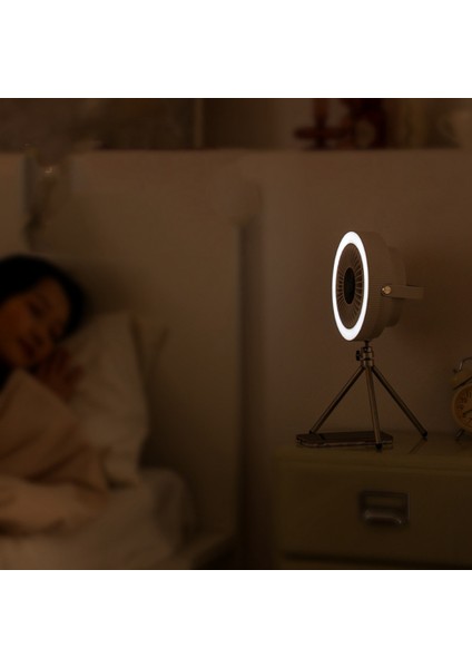 Açık Taşınabilir Kamp Çadır Fanı LED Işık ile 4000 Mah Şarj Edilebilir Akıllı Dijital Ekran Tripod Standı Fan Beyaz (Yurt Dışından)