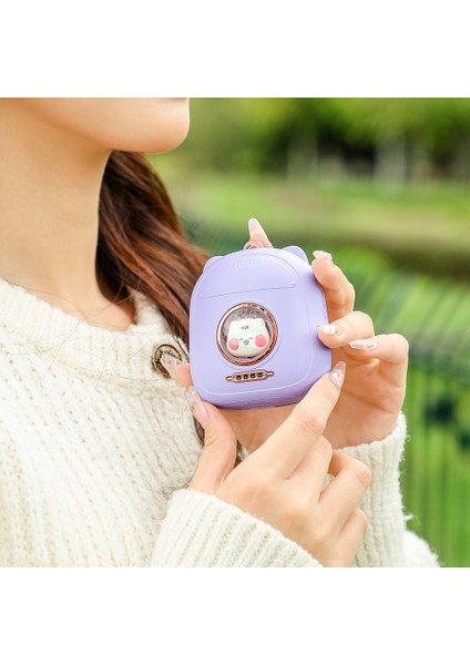 2 In 1 Mini Taşınabilir El Isıtıcı USB Şarj Edilebilir Sevimli El Isıtıcı Elektrikli Isıtıcı Açık 6500 Mah Mor (Yurt Dışından)