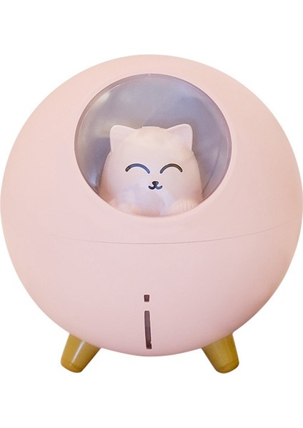 Güzel Pet Hava Nemlendirici 220 ml Gezegen Ultrasonik Serin Mist Hava Yağ Difüzörü Romantik Renkli LED Lamba, Pembe (Yurt Dışından)