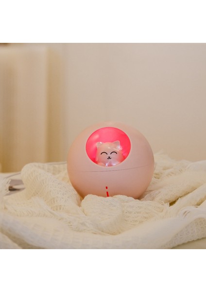 Güzel Pet Hava Nemlendirici 220 ml Gezegen Ultrasonik Serin Mist Hava Yağ Difüzörü Romantik Renkli LED Lamba, Pembe (Yurt Dışından) modelleri