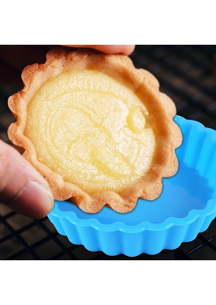 8 Adet Silikon Kek Tavaları, Yapışmaz Yuvarlak Pasta Kalıpları, Muffin, Kiş, Pasta Için Yuvarlak Oluklu Turta Pişirme (4 Inç) (Yurt Dışından)
