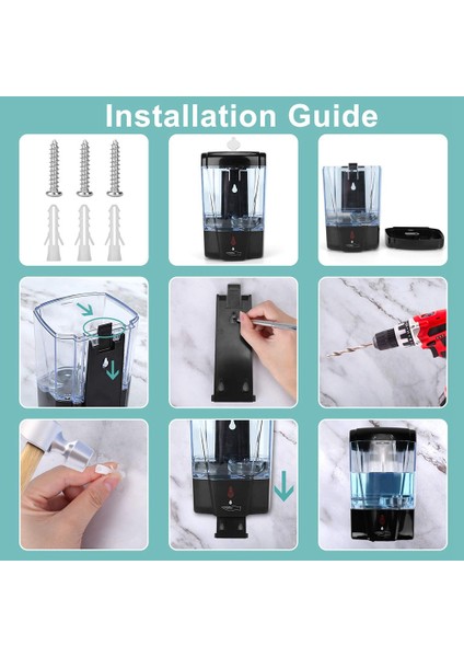 Otomatik Sabunluk, Temassız Kızılötesi Hareket Sensörü, 700ML Duvara Montaj Banyo Mutfak Otel Için El Ücretsiz (Yurt Dışından) fiyatları