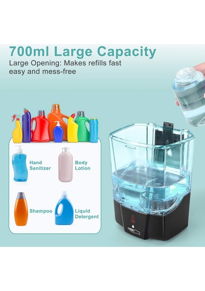 Otomatik Sabunluk, Temassız Kızılötesi Hareket Sensörü, 700ML Duvara Montaj Banyo Mutfak Otel Için El Ücretsiz (Yurt Dışından) indirimleri