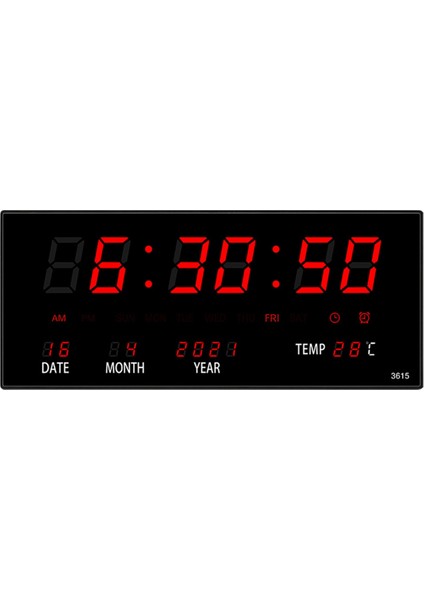 LED Sürekli Takvim Elektronik Saat Dijital Duvar Saati Alarm Saatlik Chiming Sıcaklık Masa Saatleri Ev Ofis Kırmızı (Yurt Dışından)