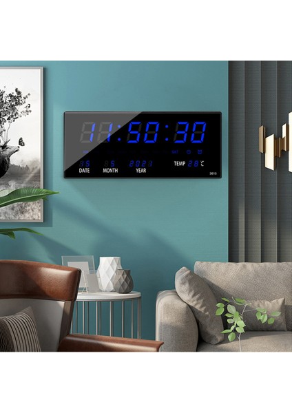 LED Sürekli Takvim Elektronik Saat Dijital Duvar Saati Alarm Saatlik Chiming Sıcaklık Masa Saatleri Ev Ofis Kırmızı (Yurt Dışından) indirimleri