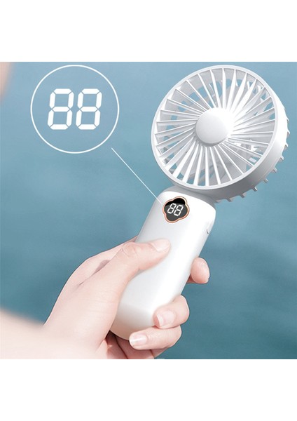Taşınabilir El Fanı USB Mini Fan Şarj Edilebilir Dijital Ekran Dış Mekan Ev Ofis Için Tembel Hava Soğutucu Fan-Mavi (Yurt Dışından)