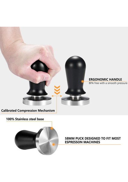 Kalibre Edilmiş Espresso Kahve Sabotajı Yaylı Elastik Kahve Sabotajı Paslanmaz Çelik Kahve Tozu Çekiç 53MM (Yurt Dışından)