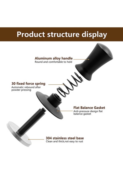 Kahve Sabotajı, Espresso Sabotajı, Kalibre Yaylı Premium Barista Sabotajı, Paslanmaz Çelik Tabanlı Sabotaj Siyah 51MM (Yurt Dışından)