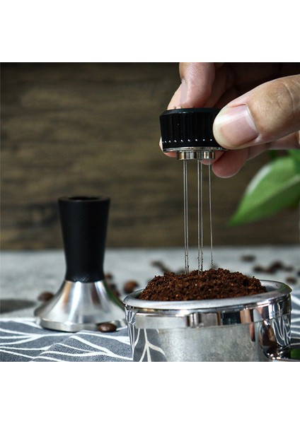 2'si 1 Arada Kahve Sabotajı ve Karıştırıcı, Wdt Aracı Kahve Sabotajı, Espresso Dağıtıcı Kahve Karıştırıcı 5 Iğneli Siyah 53,3 mm (Yurt Dışından)