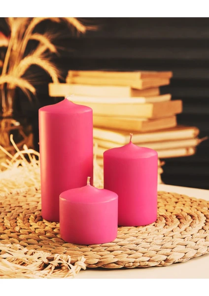 Mak Candle 3'lü Blok Mum Set Dekoratif ve Hediyelik