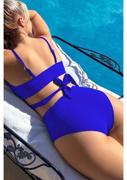 V Kesim Bikini Altlı Bel Kuşak Detaylı Bikini Takım