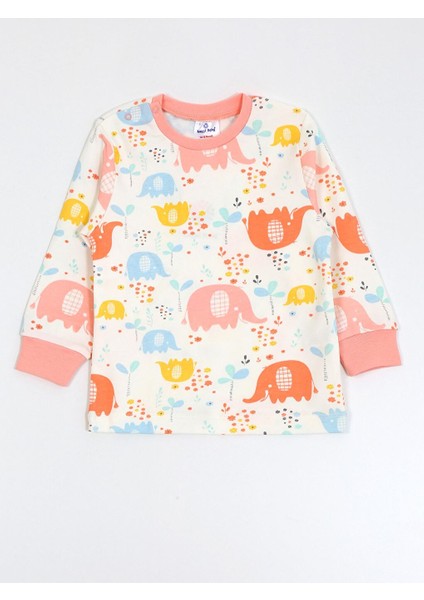 Baskılı Kız Çocuk Pijama Takımı 1-4 Yaş Ekru fiyatları