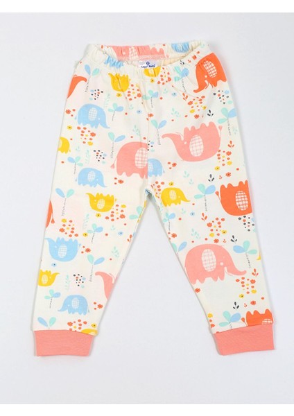 Baskılı Kız Çocuk Pijama Takımı 1-4 Yaş Ekru modelleri