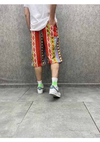 Beli Lastikli Desenli Şort