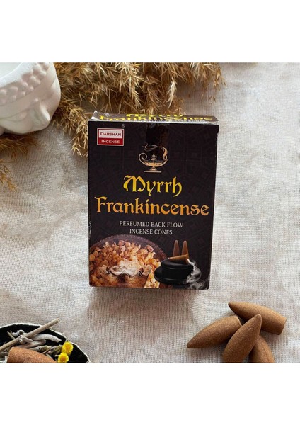 Darshan Incense Myrrh Frankincense Geri Akış (Back Flow) Tütsü 10 Adet