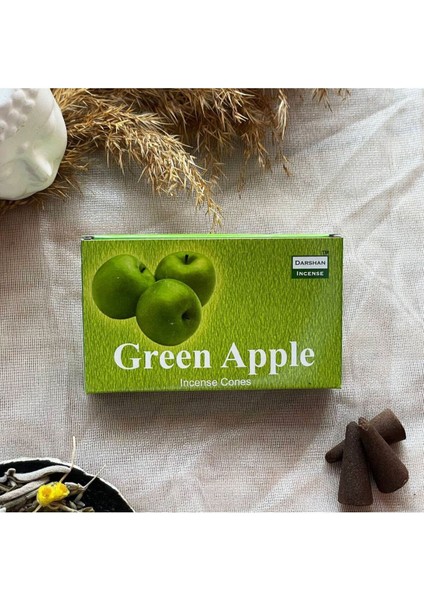 Darshan Incense Green Apple (Yeşil Elma) Konik Tütsü 10 Adet